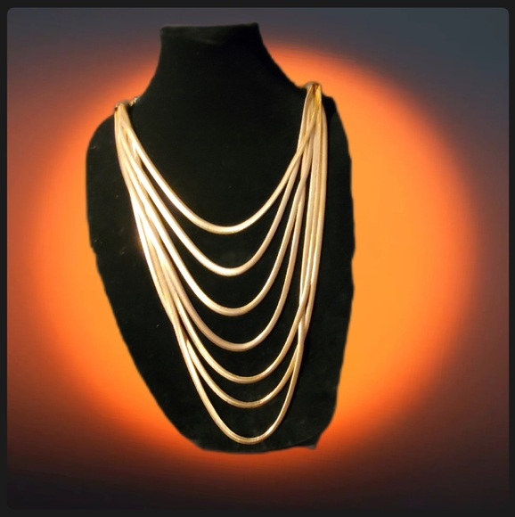 Multi Strand Gold Necklace with Earrings. - Picture 3 of 15